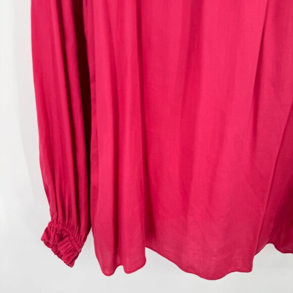 Sundance Womens Blouse Sz Meduim Red Ruffle Long Sleeve Rayon so in love peasant - Picture 11 of 11